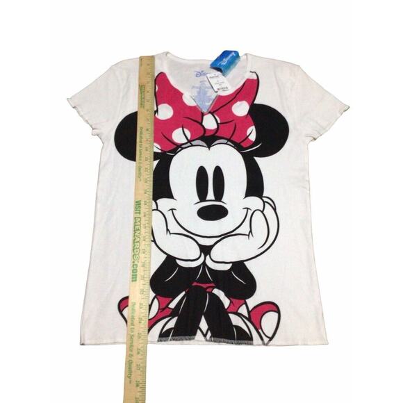 Disney Minnie Mouse T Shirt Girls Short Sleeve Size L 11/13 White Logo Cartoon - Picture 6 of 6